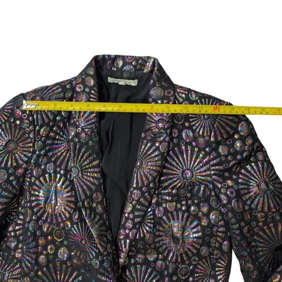 Rebecca Minkoff Blazer Jacket Womens 0 Black Base/Iridescent Maximalist Textured - Picture 4 of 15